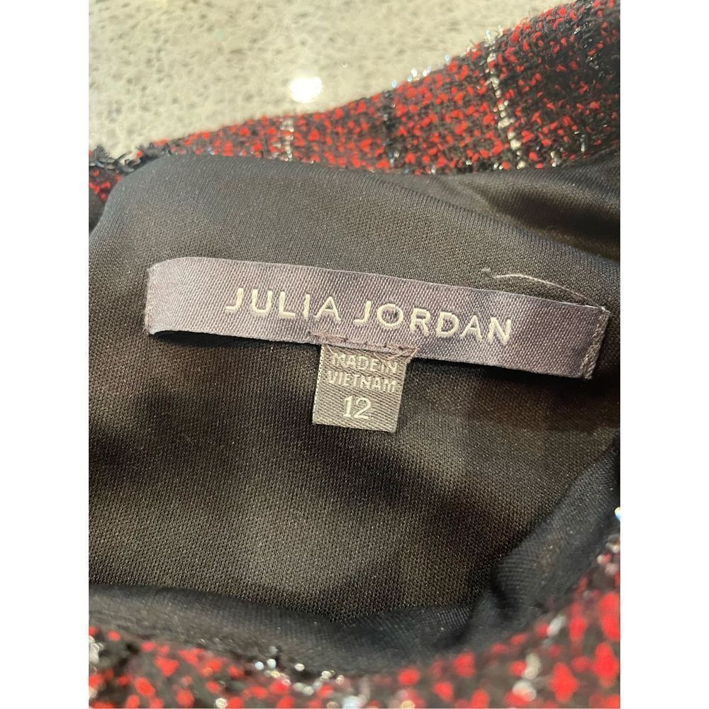 Julia Jordan 12 Jackie O inspired lined metallic red black plaid tweed dress w/s - Picture 9 of 10